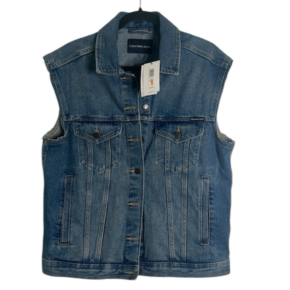 Calvin Klein blue jean vest size small new